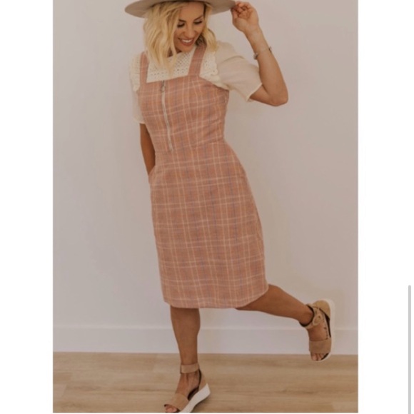 Roolee Pinafore Style Plaid Dress with Pockets! - Picture 4 of 6